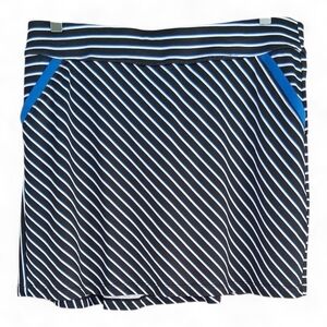 PGA Tour Black and Blue Striped Golf Skort L